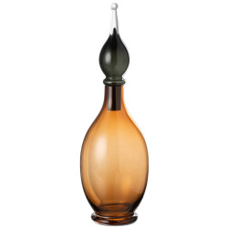 J-Line Vase+cap phial deco jo glass brown large
