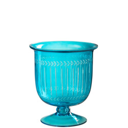 J-Line Hurricane/vase tarifa glass azure