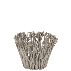 J-Line Hurricane branches with glass wood grey large