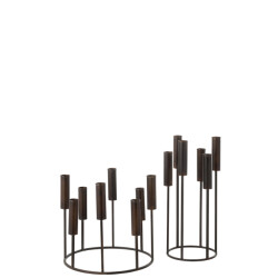 J-Line Set of 2 candleholders pierre iron black
