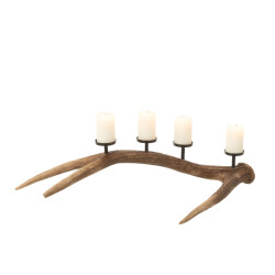 J-Line Candle holder antlers polyresin brown small
