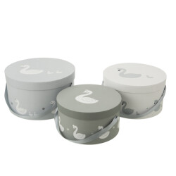 J-Line Set of 3 boxes swan paper white/grey