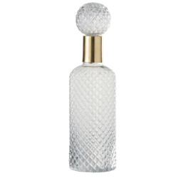 J-Line Bottle+stop deco relief glass transparent large