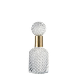 J-Line Bottle+stop deco relief glass transparent small