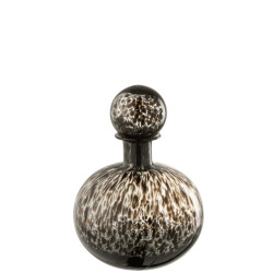 J-Line Bottle+plug dot decorative round glass black