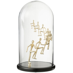 J-Line Decorative bell jar climbing people glass gold colored/black