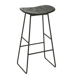 J-Line Stool rectangular recycle teak black large