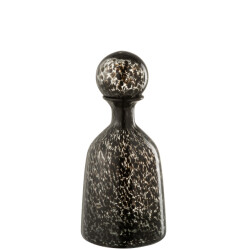 J-Line Bottle+plug dot decorative low glass black small