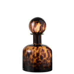 J-Line Bottle+stop speck decorative glass brown/black small
