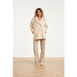 Smashed Lemon Korte double breasted jas met bloemenborduursel in off-white |