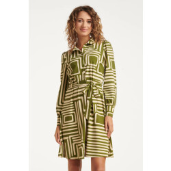 Smashed Lemon Army en sand geometrische jurk in travelkwaliteit |