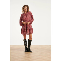 Smashed Lemon Bordeaux en babyroze geometrische jurk |