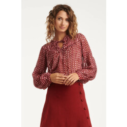 Smashed Lemon Bordeaux en babyroze geometrische geprint blouse |