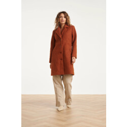 Smashed Lemon Bouclé jas met parelmoerknopen |