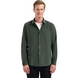 No Excess Shirt solid fine herringbone dark green