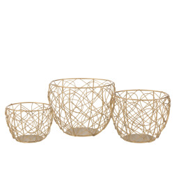 J-Line Set 3 baskets metal gold
