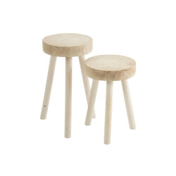 J-Line Krukjes hout paulownia set van 2
