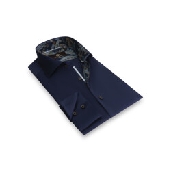 Circle of Gentlemen Neal effen overhemd met vintage-paisley contrast 100%co
