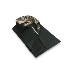 Circle of Gentlemen Nestor effen overhemd met vintage-paisley contrast 100%co