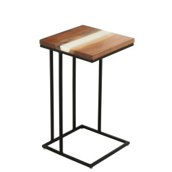 J-Line Side table square acacia wood/resin natural/white
