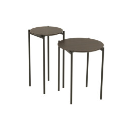 J-Line Set of 2 side tables round mdf/metal dark brown