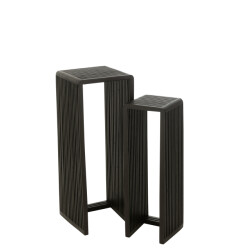 J-Line Set of 2 side tables cubic recycle teak black