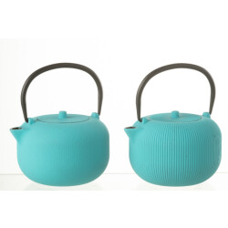 J-Line Box of 1 tea pot metal blue assortment 2