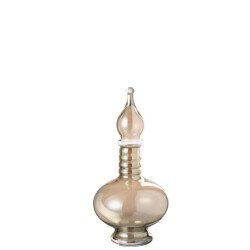 J-Line Vase+cap phial deco joey glass beige small