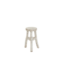 J-Line Kruk rond hout white wash ibiza