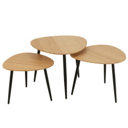 J-Line Set of 3 side tables palette bamboo/metal natural/black