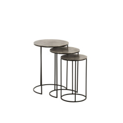 J-Line Set of 3 side tables round aluminium black/grey