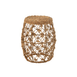 J-Line Side table barrel iron/banana leaf natural