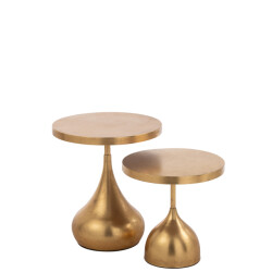 J-Line Set of 2 side tables drop metal gold