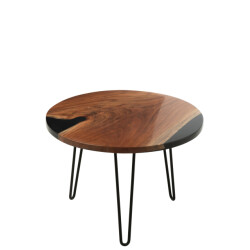 J-Line Side table round acacia wood/resin natural/black