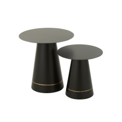 J-Line Set of 2 side table iron black/gold colored