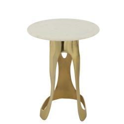 J-Line Side table aluminium/stone gold colored/white large