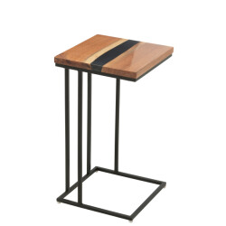 J-Line Side table square acacia wood/resin natural/black