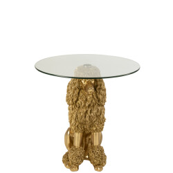 J-Line Side table poodle round polyresin gold colored
