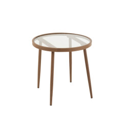 J-Line Side table round metal/glass dark brown