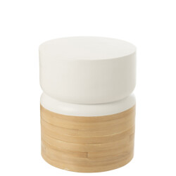 J-Line Side table round bamboo white/natural