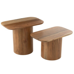 J-Line Set of 2 side tables acacia wood/mdf natural