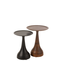 J-Line Set of 2 side tables paro mango wood brown/black
