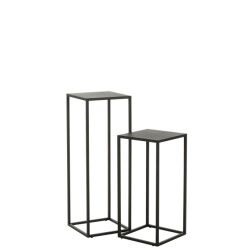 J-Line Set of 2 side tables square metal black