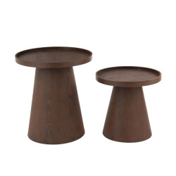 J-Line Set of 2 side table round mdf dark brown