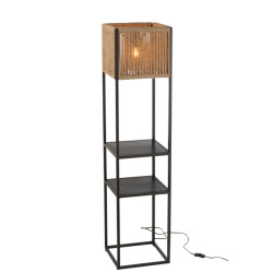 J-Line Lamp square iron/jute natural/black