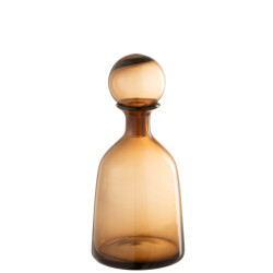 J-Line Bottle+plug regular decorative low glass brown small
