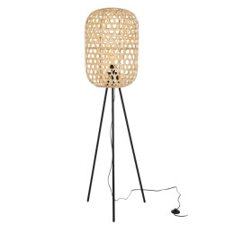 J-Line Lamp standing tripod round bamboo metal natural/black