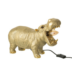 J-Line Table lamp hippopotamus resin gold colored