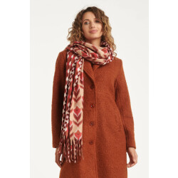 Smashed Lemon Dubbelzijdige sjaal met aztec en retro print in cognac |