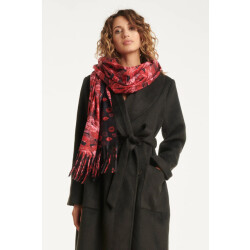 Smashed Lemon Dubbelzijdige lippenprint sjaal in zwart en rood |